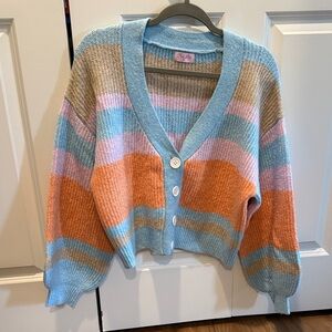Pink Lily Colorful Striped Cardigan